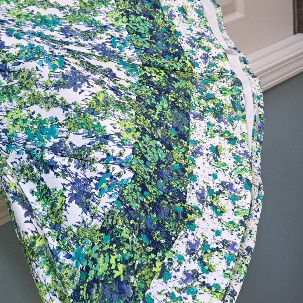 Julian Taylor New York Green Blue Floral Fit & Flare Sleeveless Flowy Midi Dress - Picture 8 of 12